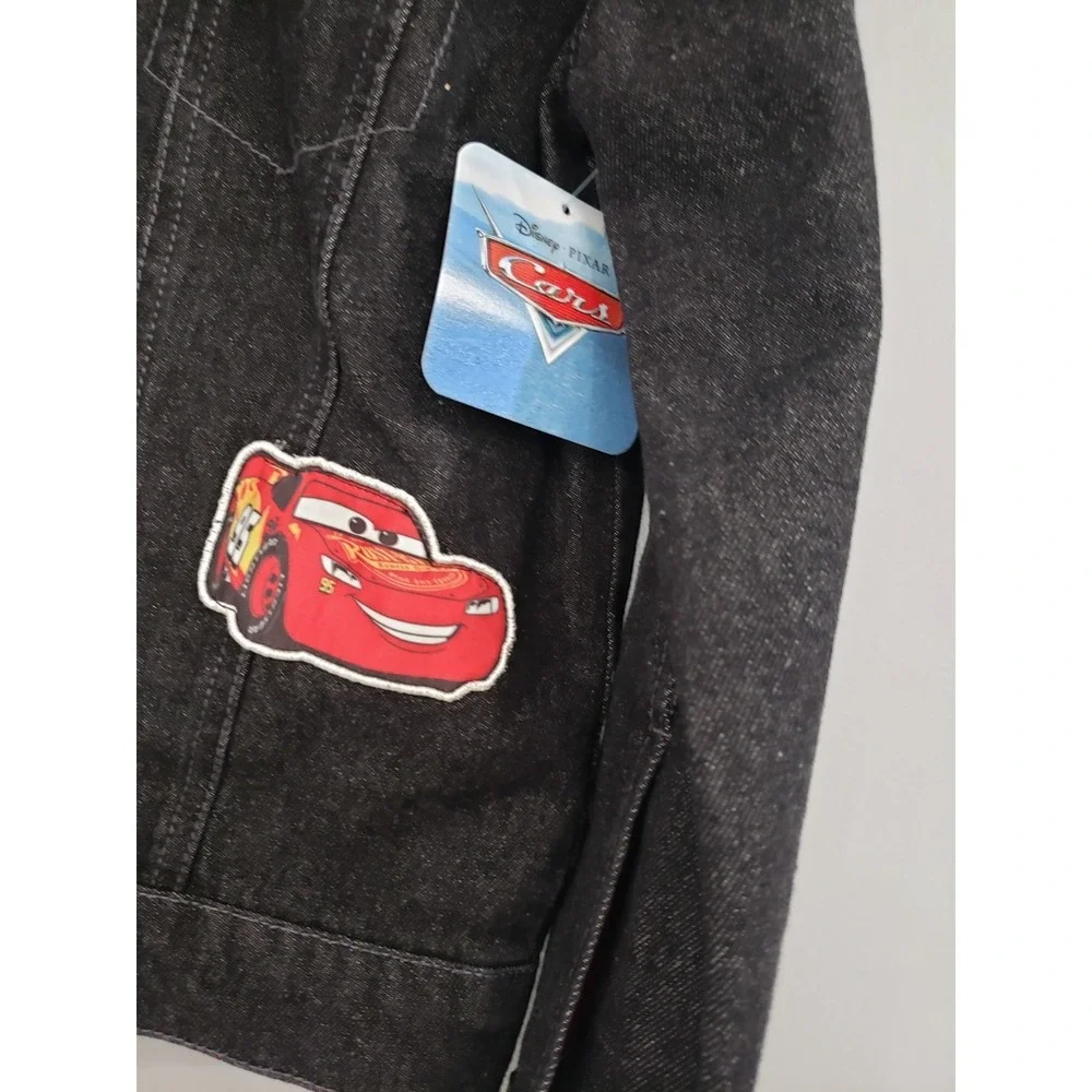 NEW Disney Pixar Cars Black Denim Jacket With Patches Size 7/8 youth boys kids